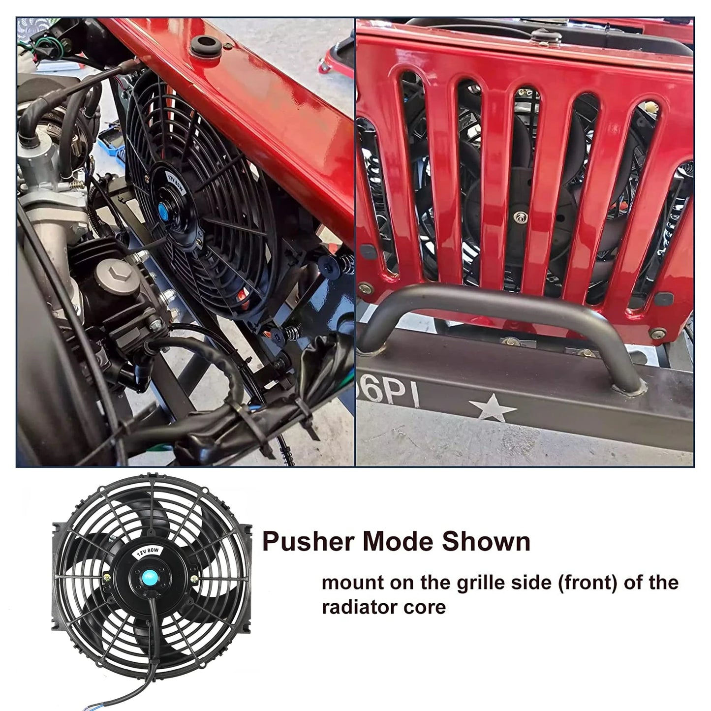 Universal 7/9/10/12/14/16 Inch 12V 80W Car Radiator Cooling Fan Blade – Electric Air Conditioning Fan Kit 2100RPM