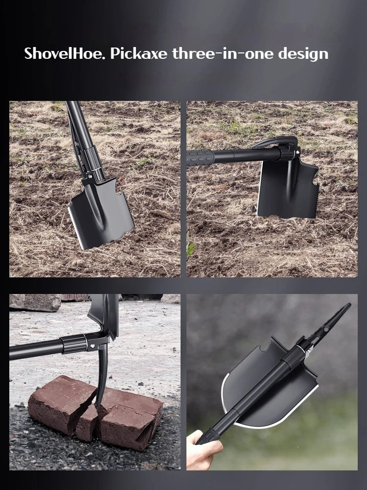 1PC Outdoor Foldable Camping Shovel – Multifunctional Hiking Entrenching Tool, Portable Garden & Survival Shovel