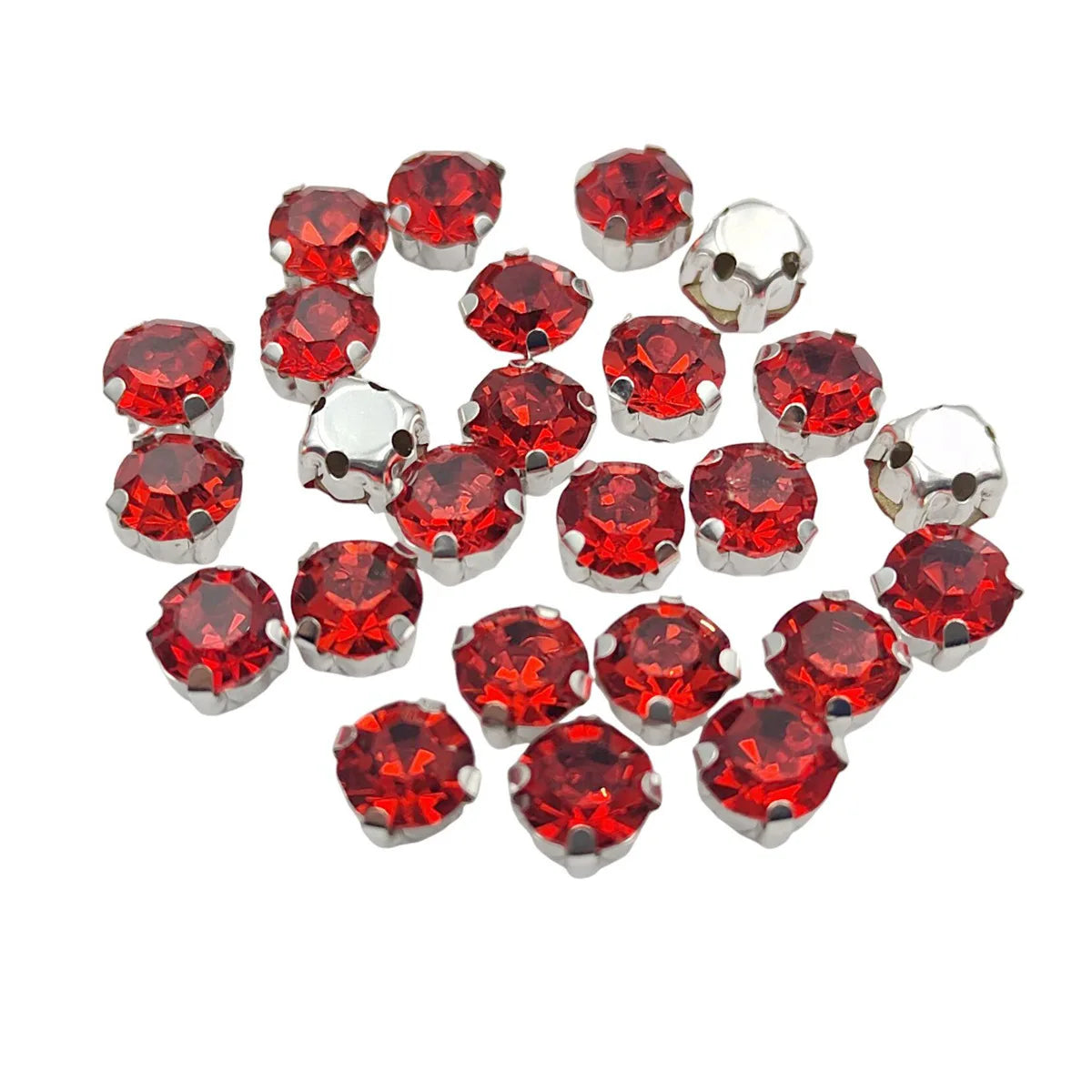 Round Glass Rhinestones with Claw – Silver Base Sew-On Crystals for Clothing, Shoes, and Crafts