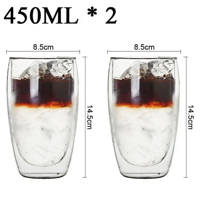 2-18PCS Double Wall High Borosilicate Glass Mugs – Heat Resistant Tea, Coffee, Milk, and Juice Cups, Creative Bar Drinkware Gift Set