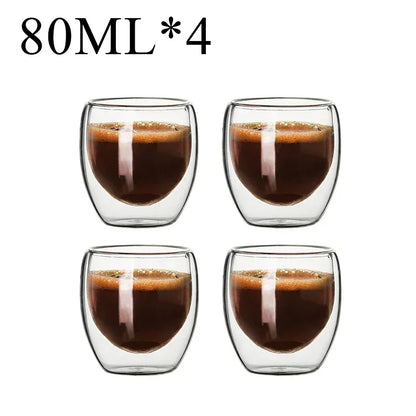 2-18PCS Double Wall High Borosilicate Glass Mugs – Heat Resistant Tea, Coffee, Milk, and Juice Cups, Creative Bar Drinkware Gift Set